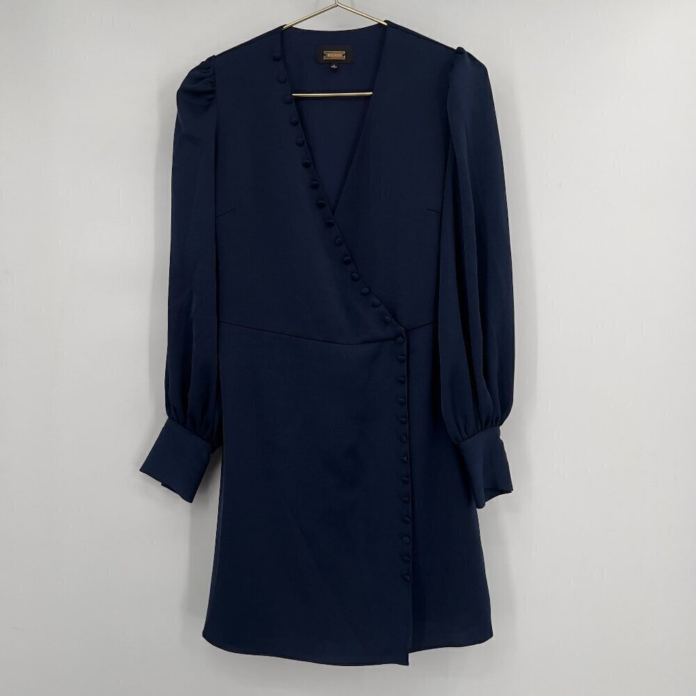 Alexia Admor Navy Long Sleeve Faux Wrap Mini Dress – Size 6